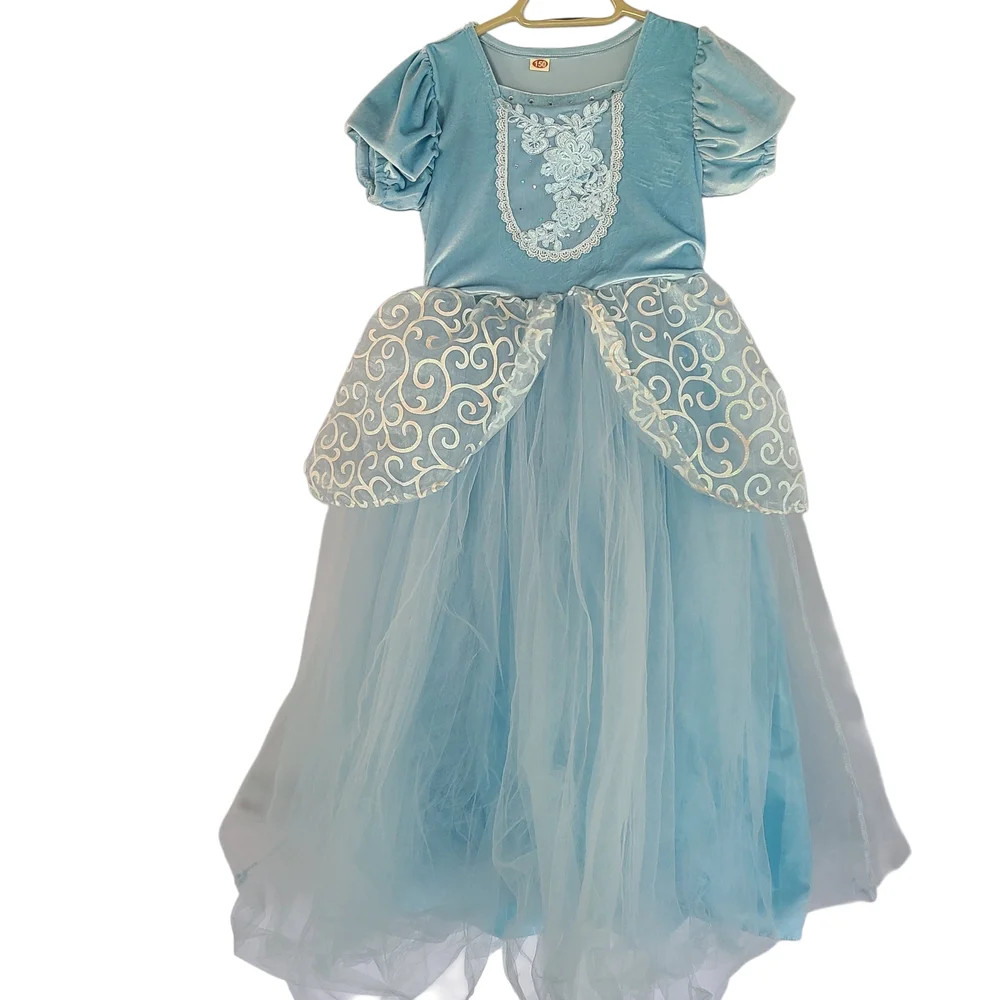 Light Up Blue Princess Costume Dress Girls Size 150 Cinderella Style LED Tulle